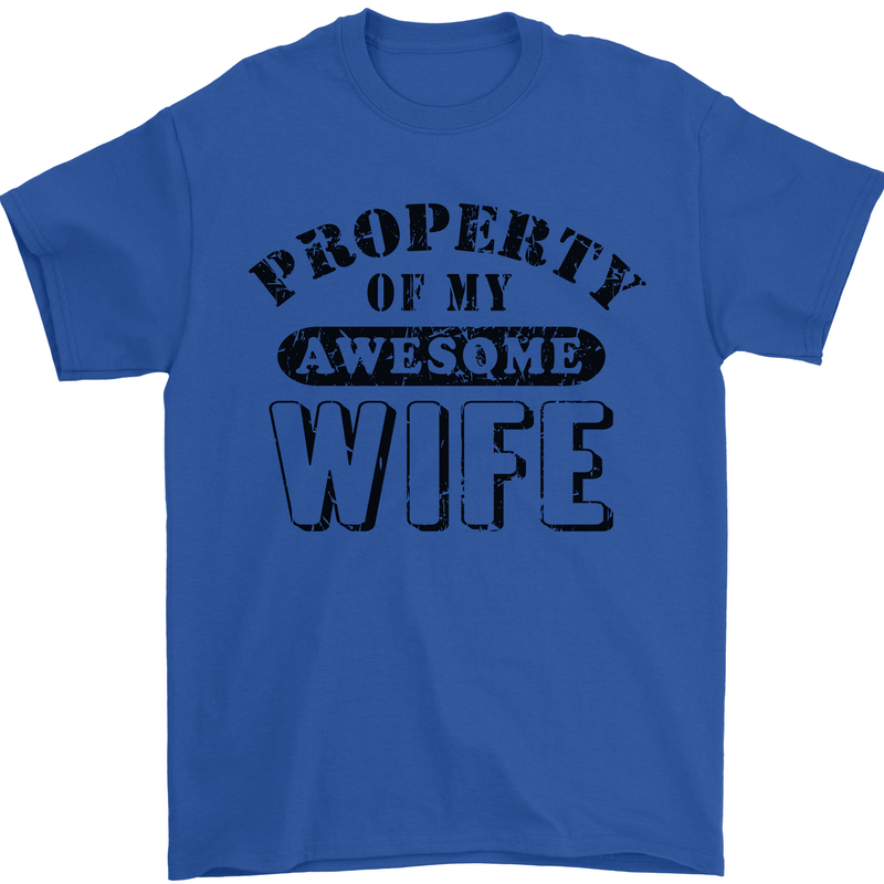 Property of My Awesome Wife Valentine's Day Mens T-Shirt Cotton Gildan Royal Blue