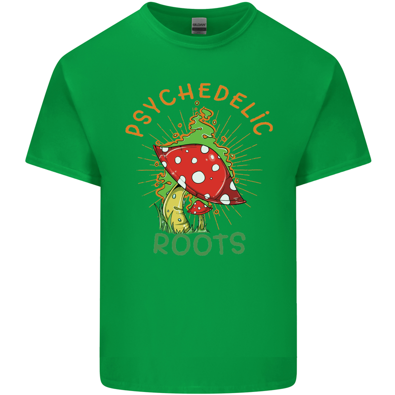 Psychedelic Roots Magic Mushrooms LSD Hippy Mens Cotton T-Shirt Tee Top Irish Green