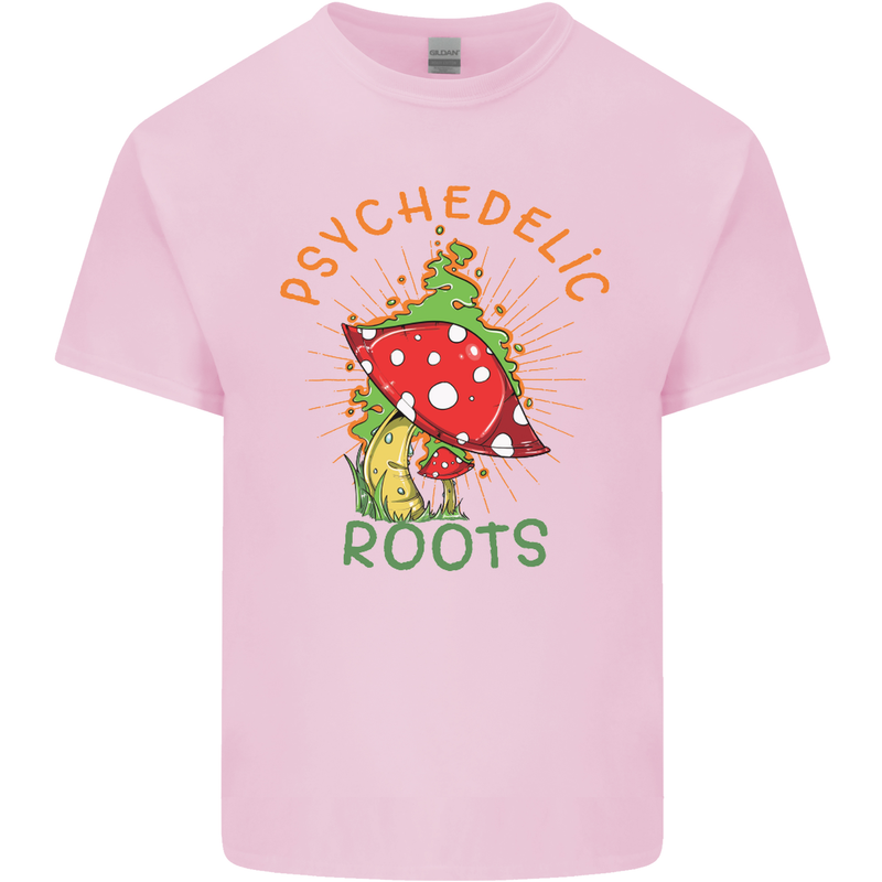 Psychedelic Roots Magic Mushrooms LSD Hippy Mens Cotton T-Shirt Tee Top Light Pink