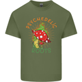 Psychedelic Roots Magic Mushrooms LSD Hippy Mens Cotton T-Shirt Tee Top Military Green