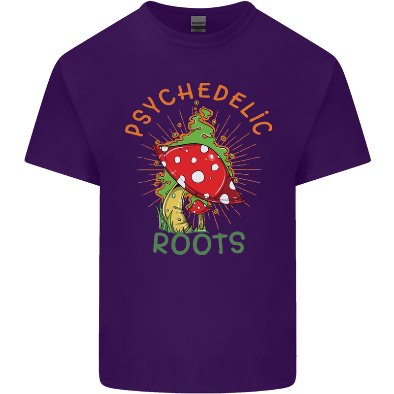 Psychedelic Roots Magic Mushrooms LSD Hippy Mens Cotton T-Shirt Tee Top Purple