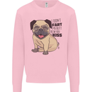 Pug I Didn't Fart My Butt Blew You a Kiss Mens Sweatshirt Jumper Light Pink
