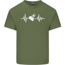 Pulse Badminton Player Funny ECG Mens Cotton T-Shirt Tee Top Military Green
