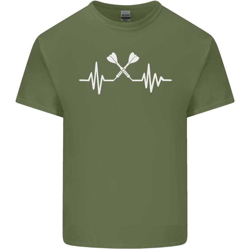 Pulse Darts Funny ECG Mens Cotton T-Shirt Tee Top Military Green