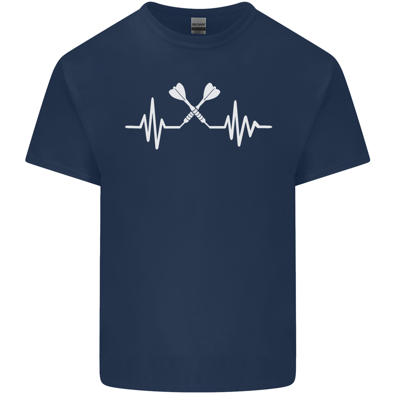 Pulse Darts Funny ECG Mens Cotton T-Shirt Tee Top Navy Blue