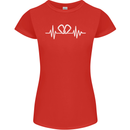 Pulse Rock Climbing Climber Climb ECG Womens Petite Cut T-Shirt Red