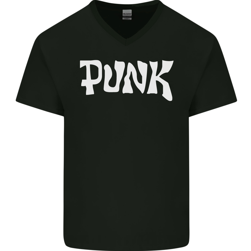 Punk As Worn By Mens V-Neck Cotton T-Shirt Black