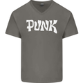 Punk As Worn By Mens V-Neck Cotton T-Shirt Charcoal