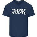 Punk As Worn By Mens V-Neck Cotton T-Shirt Navy Blue