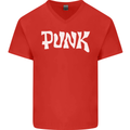 Punk As Worn By Mens V-Neck Cotton T-Shirt Red