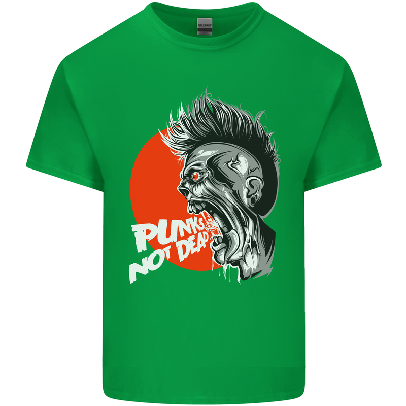 Punk's Not Dead Rock Music Skull Mens Cotton T-Shirt Tee Top Irish Green