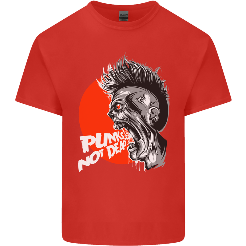 Punk's Not Dead Rock Music Skull Mens Cotton T-Shirt Tee Top Red