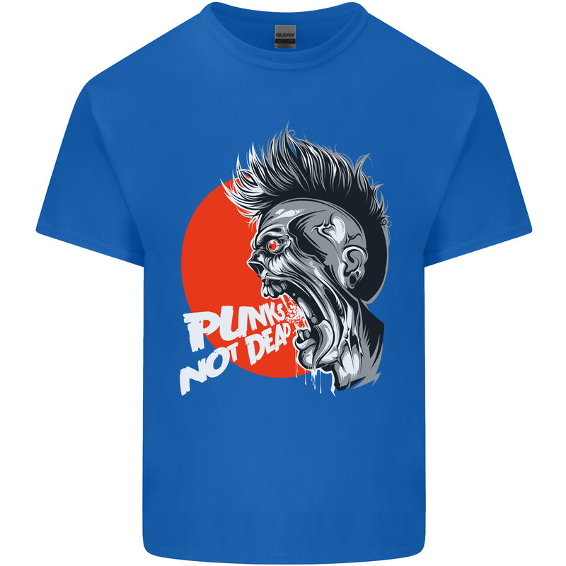 Punk's Not Dead Rock Music Skull Mens Cotton T-Shirt Tee Top Royal Blue
