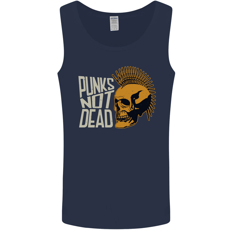 Punks Not Dead Skinhead Skull Mens Vest Tank Top Navy Blue