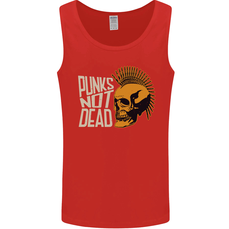 Punks Not Dead Skinhead Skull Mens Vest Tank Top Red