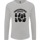 Purranormal Cativity Funny Cat Halloween Mens Long Sleeve T-Shirt Sports Grey