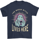 Queen Witch Funny Halloween Wife Girlfriend Mens T-Shirt Cotton Gildan Navy Blue