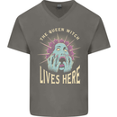Queen Witch Funny Halloween Wife Girlfriend Mens V-Neck Cotton T-Shirt Charcoal