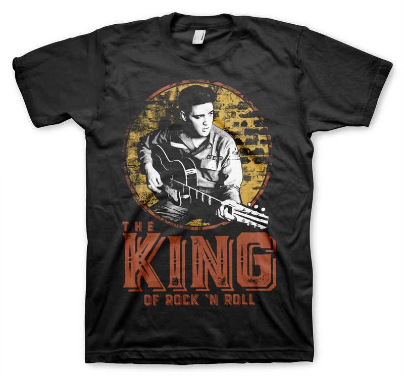 Elvis presley the king of rock and roll mens black music t-shirt 