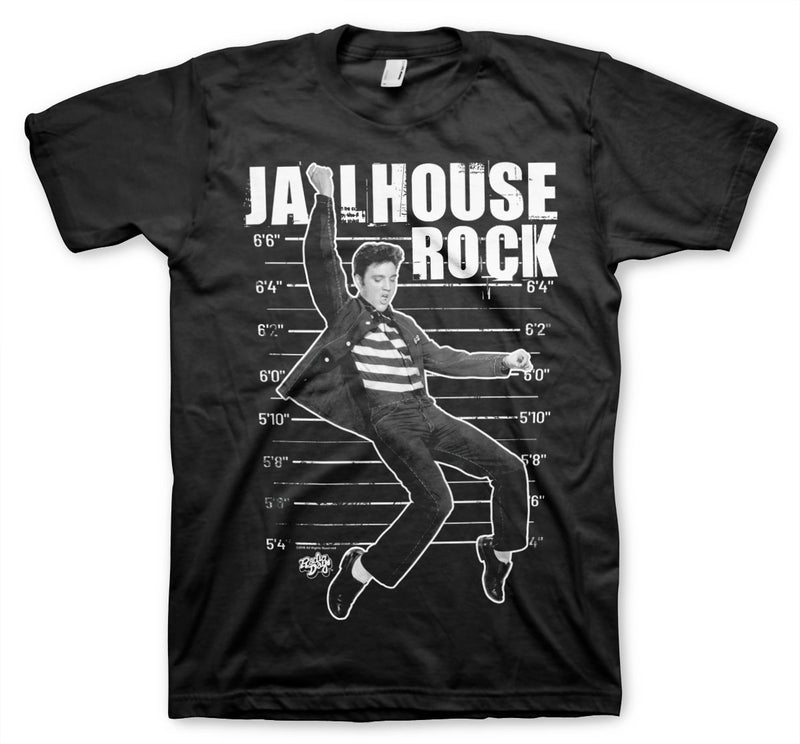 Elvis presley jailhouse rock the king of rock and roll mens black music t-shirt