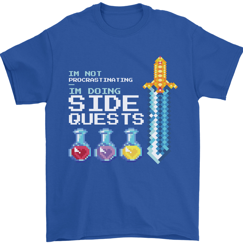 RPG Gaming I'm Doing Side Quests Gamer Mens T-Shirt Cotton Gildan Royal Blue