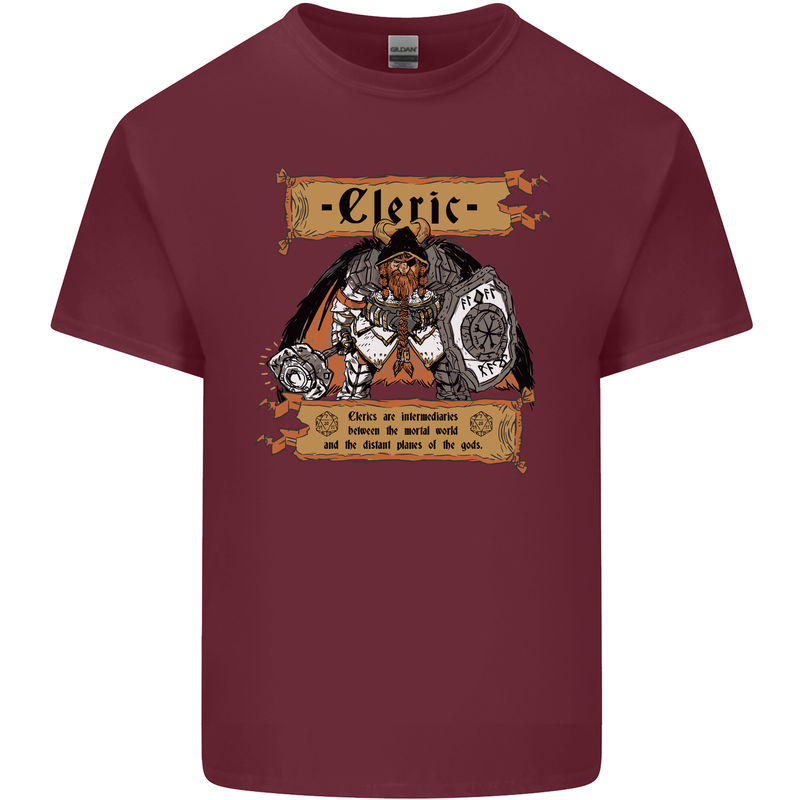 RPG Role Playing Games Cleric Dragons Mens Cotton T-Shirt Tee Top Maroon