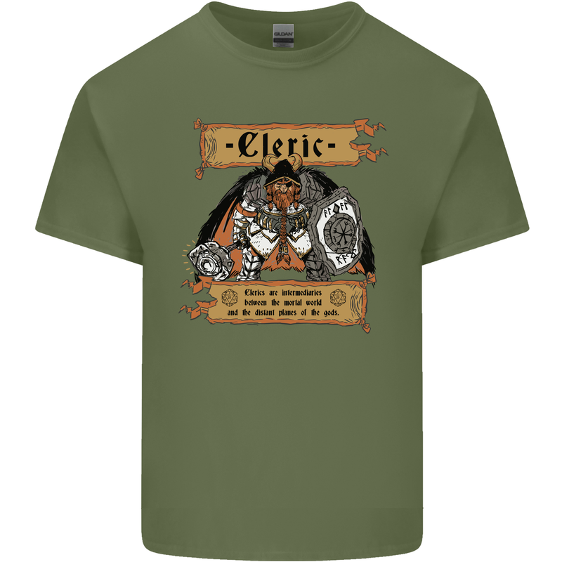 RPG Role Playing Games Cleric Dragons Mens Cotton T-Shirt Tee Top Military Green