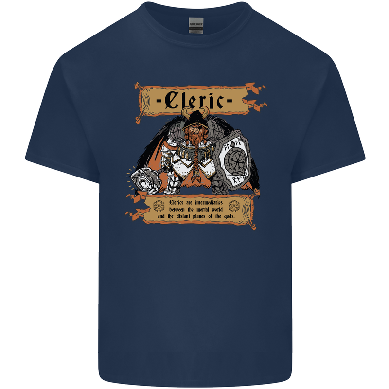 RPG Role Playing Games Cleric Dragons Mens Cotton T-Shirt Tee Top Navy Blue