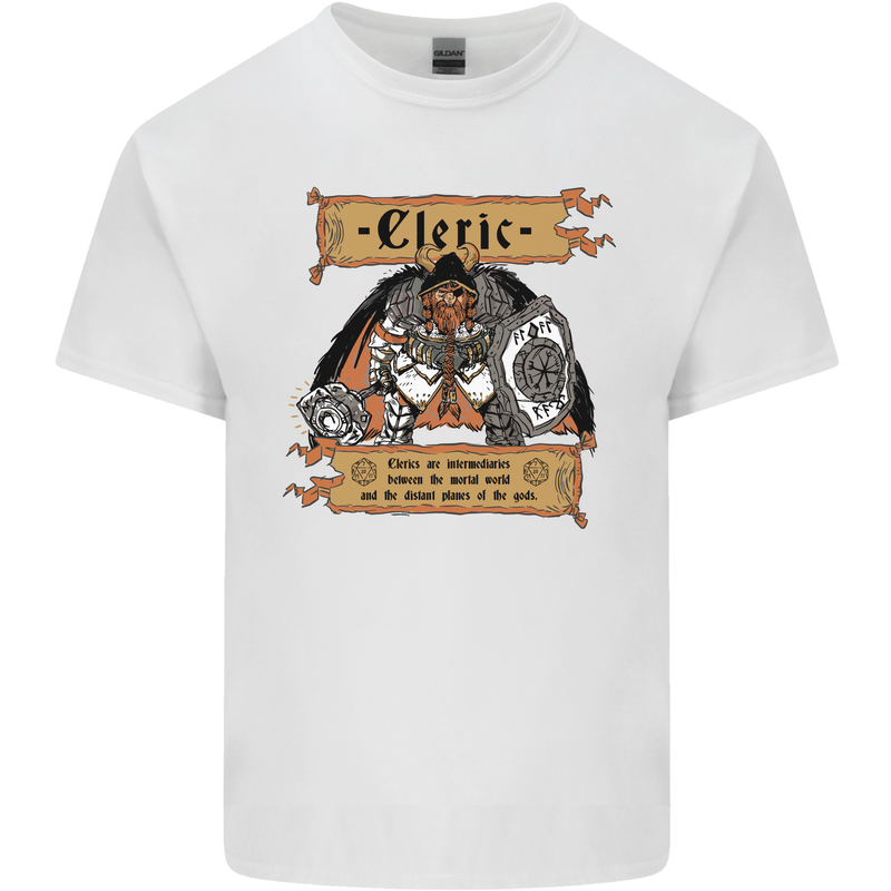 RPG Role Playing Games Cleric Dragons Mens Cotton T-Shirt Tee Top White