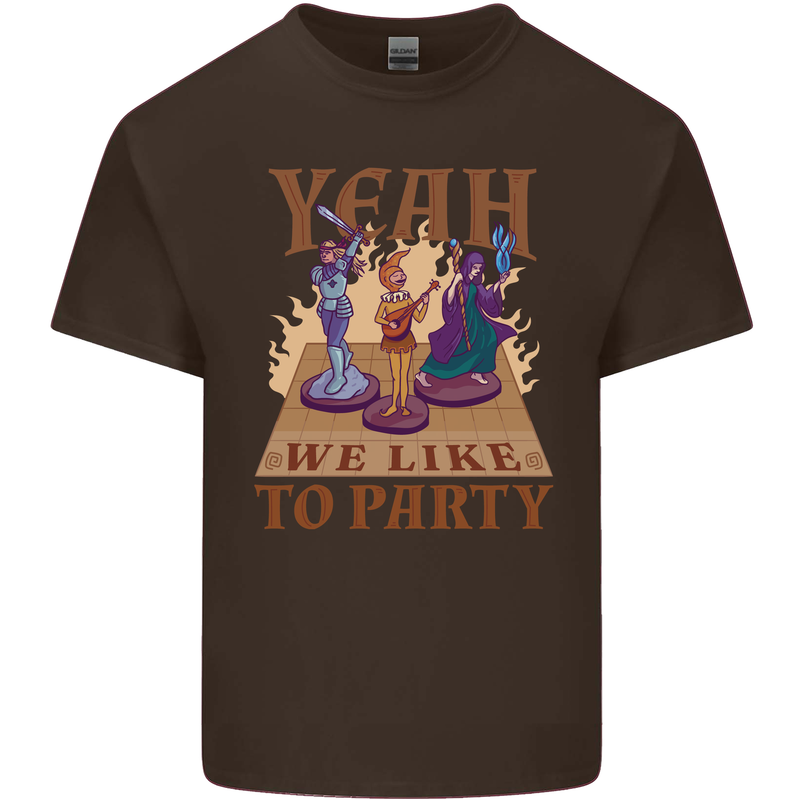 RPG Yeah We Like to Party Role Playing Game Mens Cotton T-Shirt Tee Top Dark Chocolate