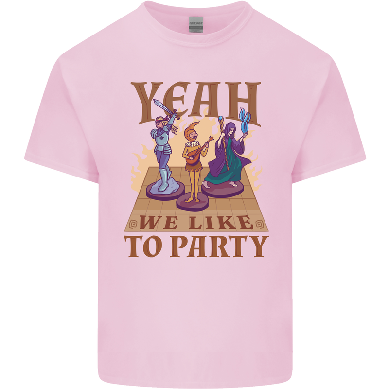 RPG Yeah We Like to Party Role Playing Game Mens Cotton T-Shirt Tee Top Light Pink