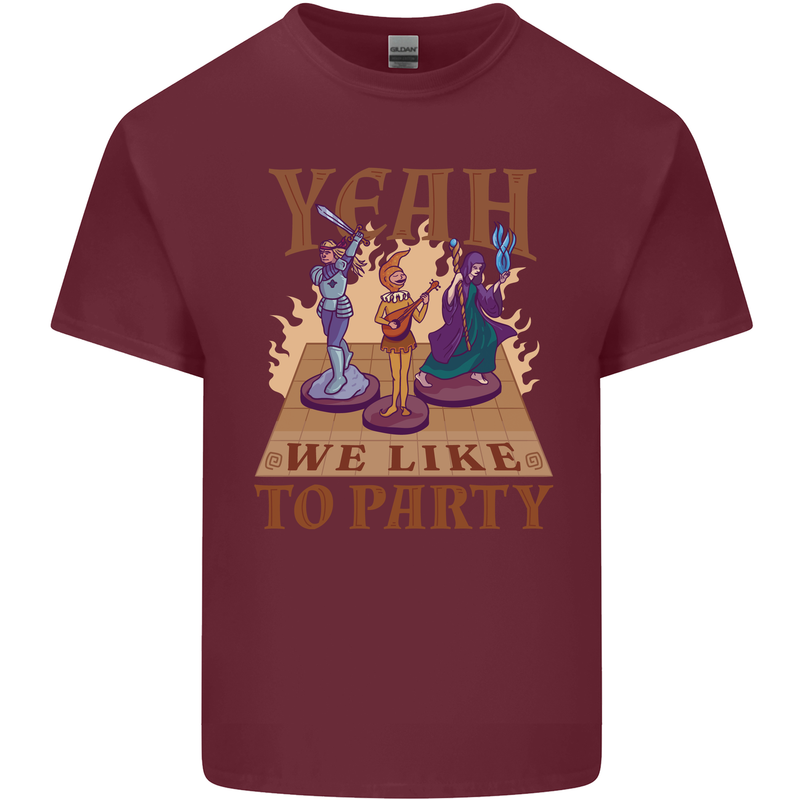 RPG Yeah We Like to Party Role Playing Game Mens Cotton T-Shirt Tee Top Maroon