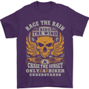 Race the Wind Motorbike Motorcycle Biker Mens T-Shirt Cotton Gildan Purple