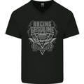 Racing Gasoline Motorbike Motorcycle Mens V-Neck Cotton T-Shirt Black