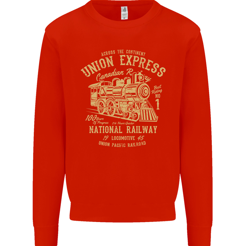 Railway Train Trainspotter Trianspotting Kids Sweatshirt Jumper Bright Red