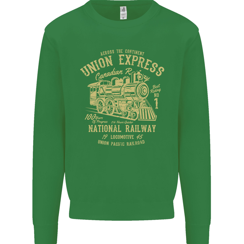 Railway Train Trainspotter Trianspotting Kids Sweatshirt Jumper Irish Green
