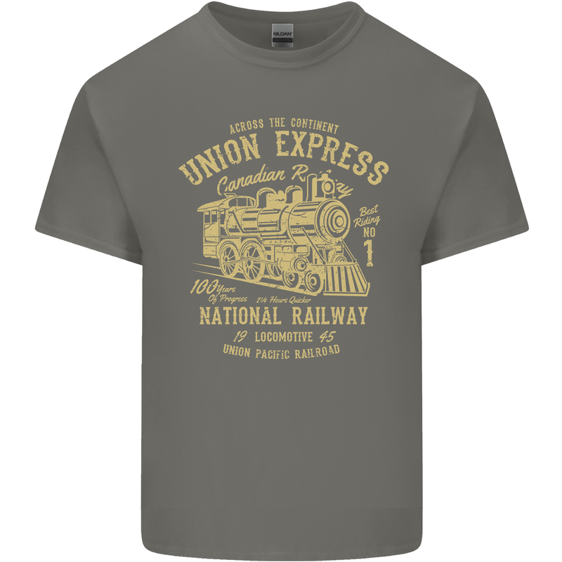 Railway Train Trainspotter Trianspotting Mens Cotton T-Shirt Tee Top Charcoal