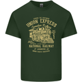 Railway Train Trainspotter Trianspotting Mens Cotton T-Shirt Tee Top Forest Green