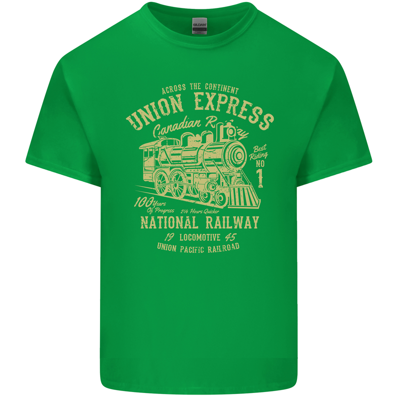 Railway Train Trainspotter Trianspotting Mens Cotton T-Shirt Tee Top Irish Green