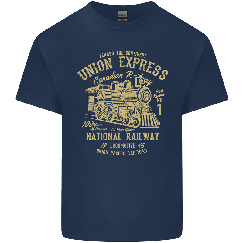 Railway Train Trainspotter Trianspotting Mens Cotton T-Shirt Tee Top Navy Blue