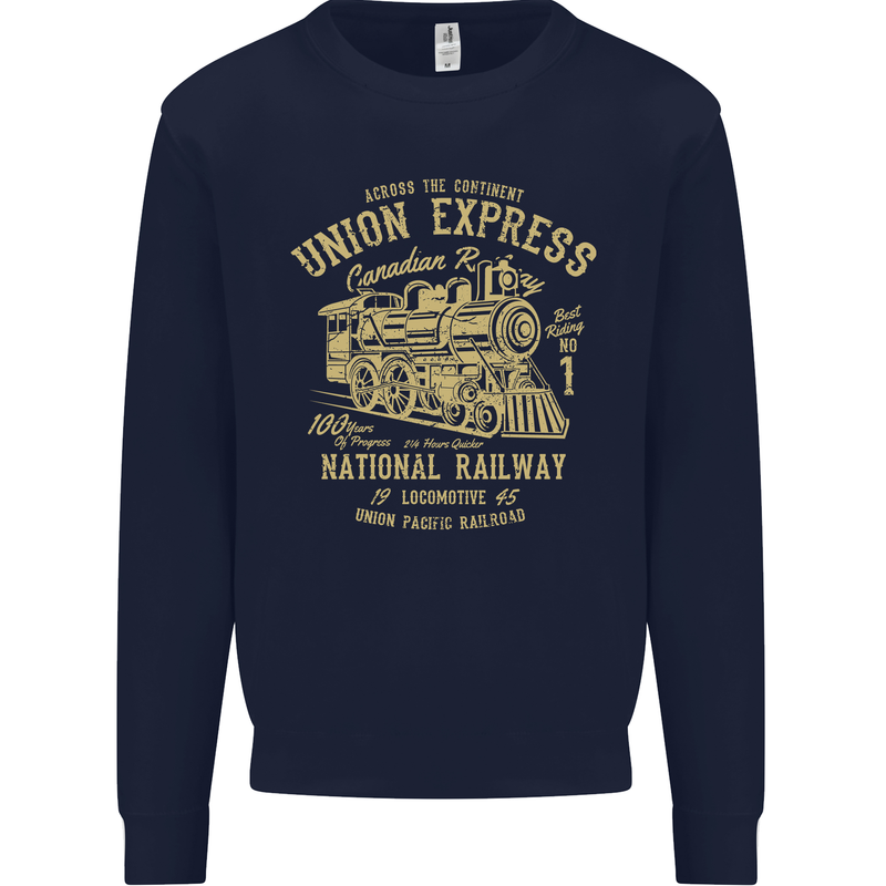 Railway Train Trainspotter Trianspotting Mens Sweatshirt Jumper Navy Blue