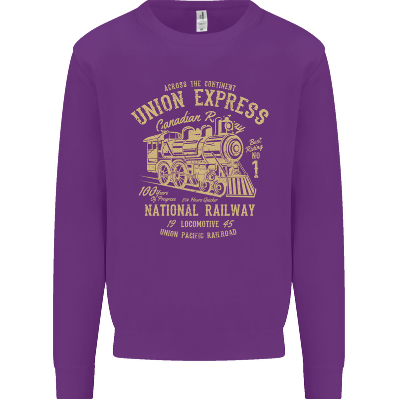 Railway Train Trainspotter Trianspotting Mens Sweatshirt Jumper Purple
