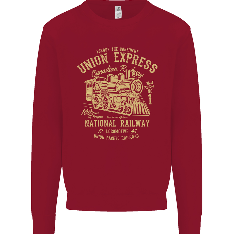 Railway Train Trainspotter Trianspotting Mens Sweatshirt Jumper Red