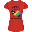 Rainbow Sheep Funny Gay Pride Day LGBT Womens Petite Cut T-Shirt Red