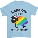 Rainbow Sheep Funny LGBT Gay Pride Day Mens T-Shirt Cotton Gildan Light Blue