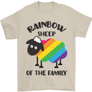 Rainbow Sheep Funny LGBT Gay Pride Day Mens T-Shirt Cotton Gildan Sand