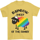 Rainbow Sheep Funny LGBT Gay Pride Day Mens T-Shirt Cotton Gildan Yellow