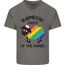 Rainbow Sheep Funny LGBT Gay Pride Day Mens V-Neck Cotton T-Shirt Charcoal