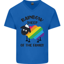 Rainbow Sheep Funny LGBT Gay Pride Day Mens V-Neck Cotton T-Shirt Royal Blue