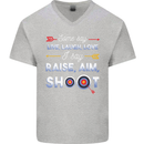 Raise Aim Shoot Funny Archery Archer Mens V-Neck Cotton T-Shirt Sports Grey